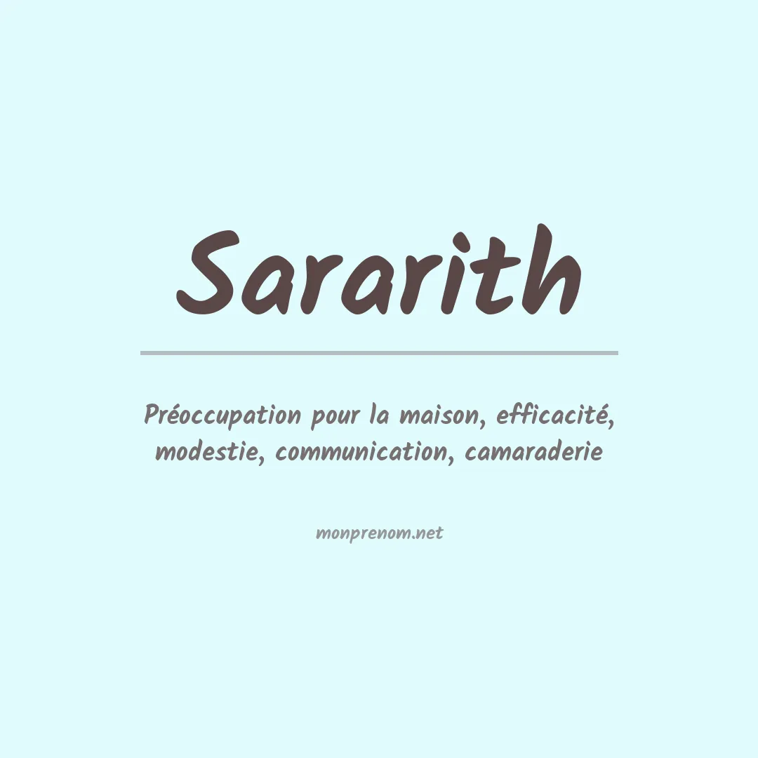 Signification du prénom Sararith