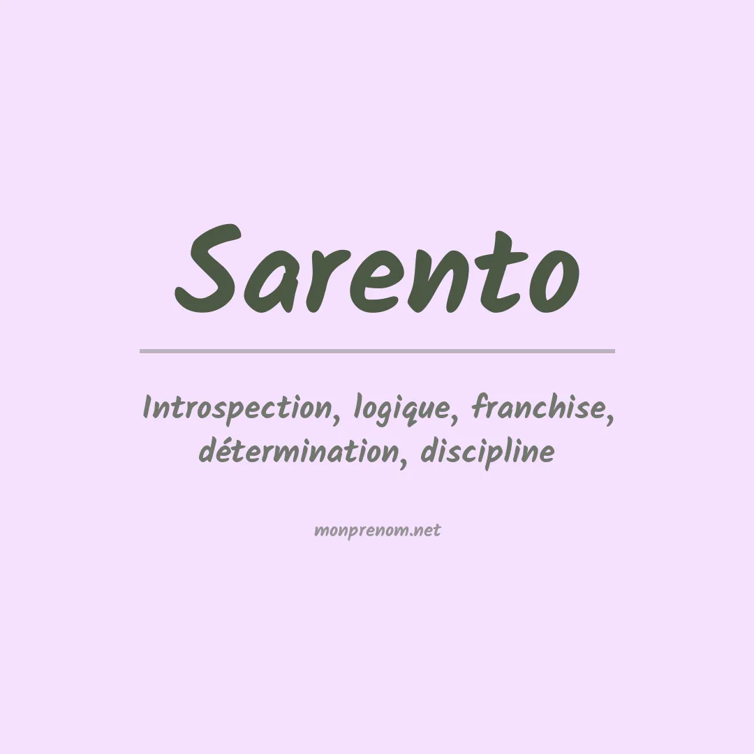 Signification du prénom Sarento