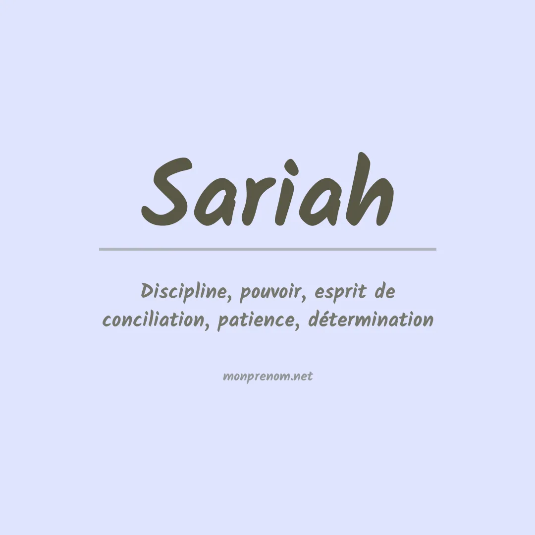 Signification du prénom Sariah