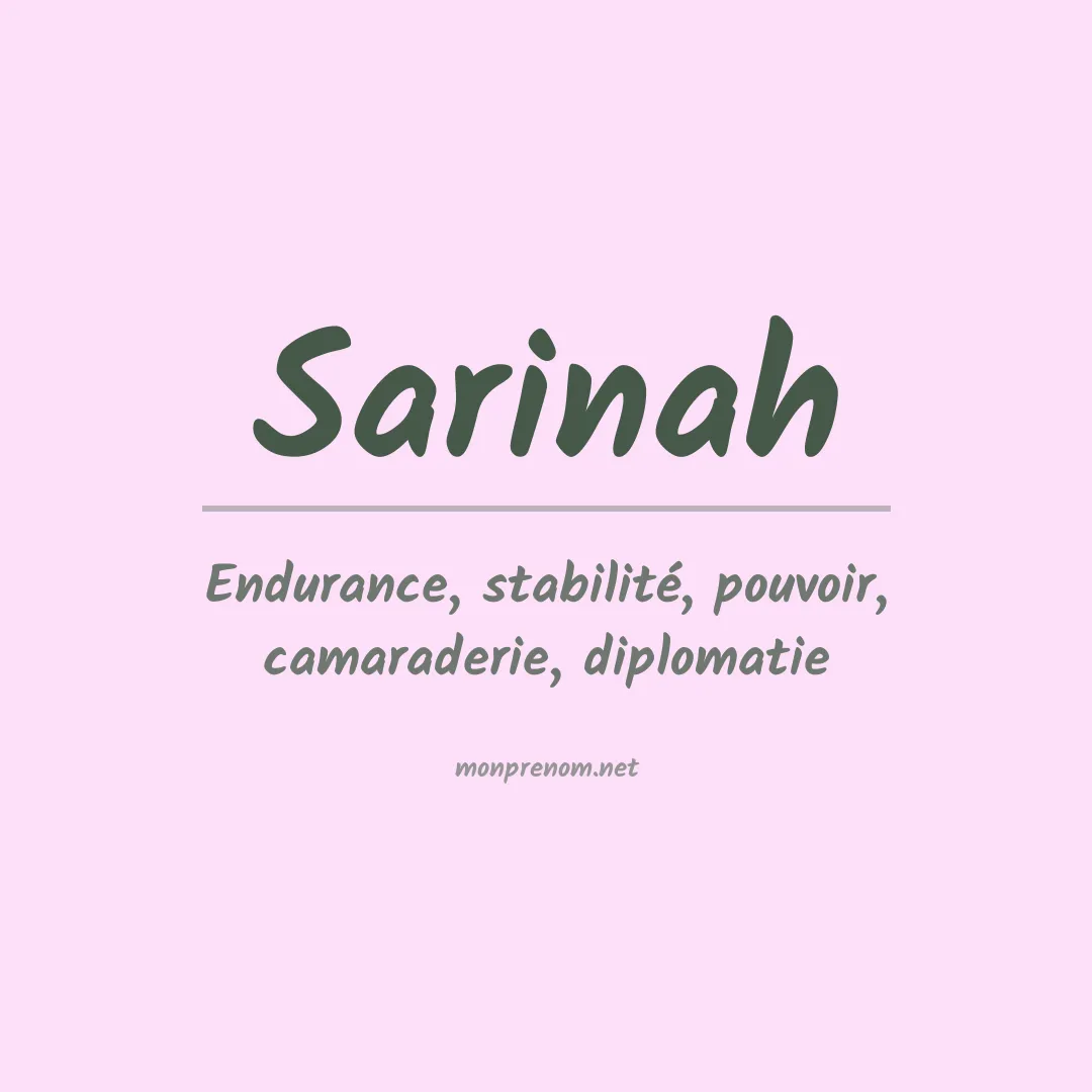 Signification du prénom Sarinah