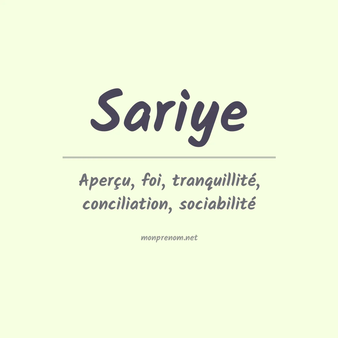 Signification du prénom Sariye