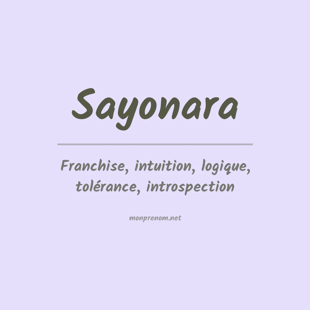 Signification du prénom Sayonara