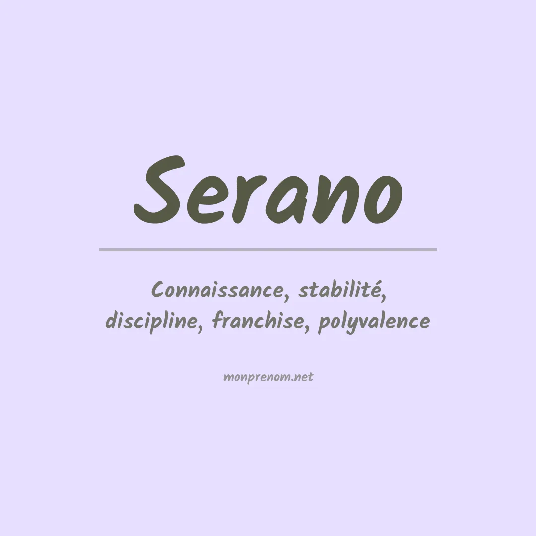 Signification du prénom Serano