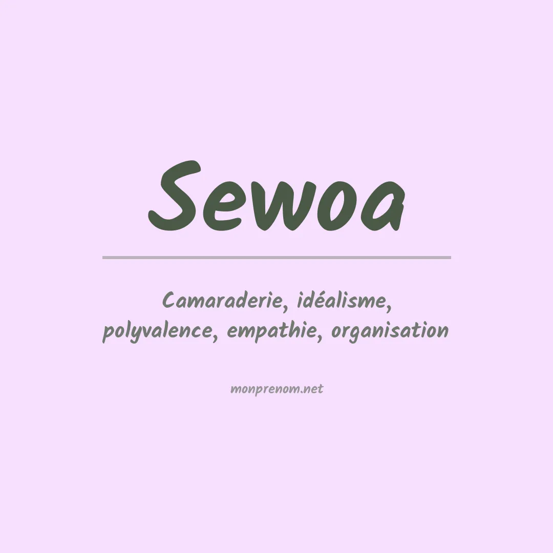 Signification du prénom Sewoa