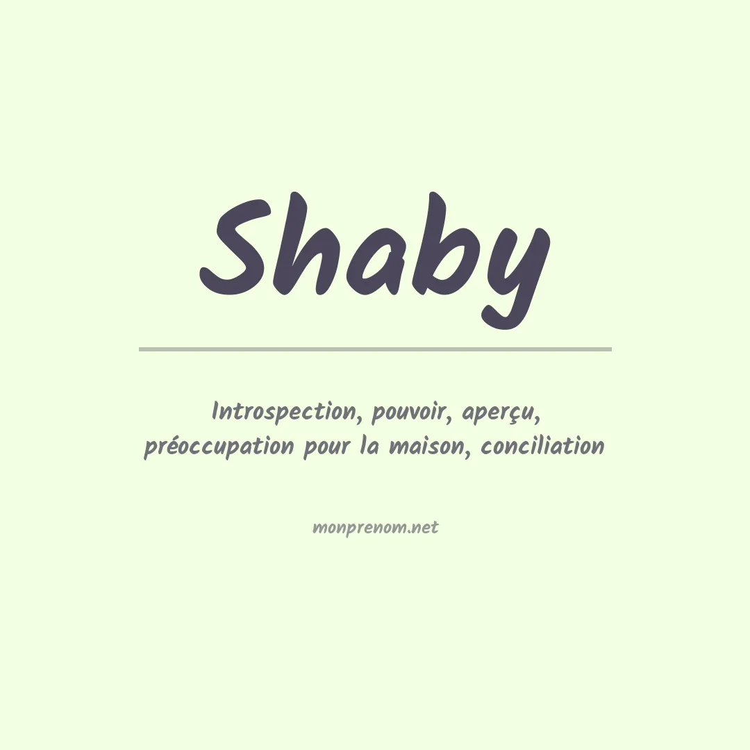 Signification du prénom Shaby