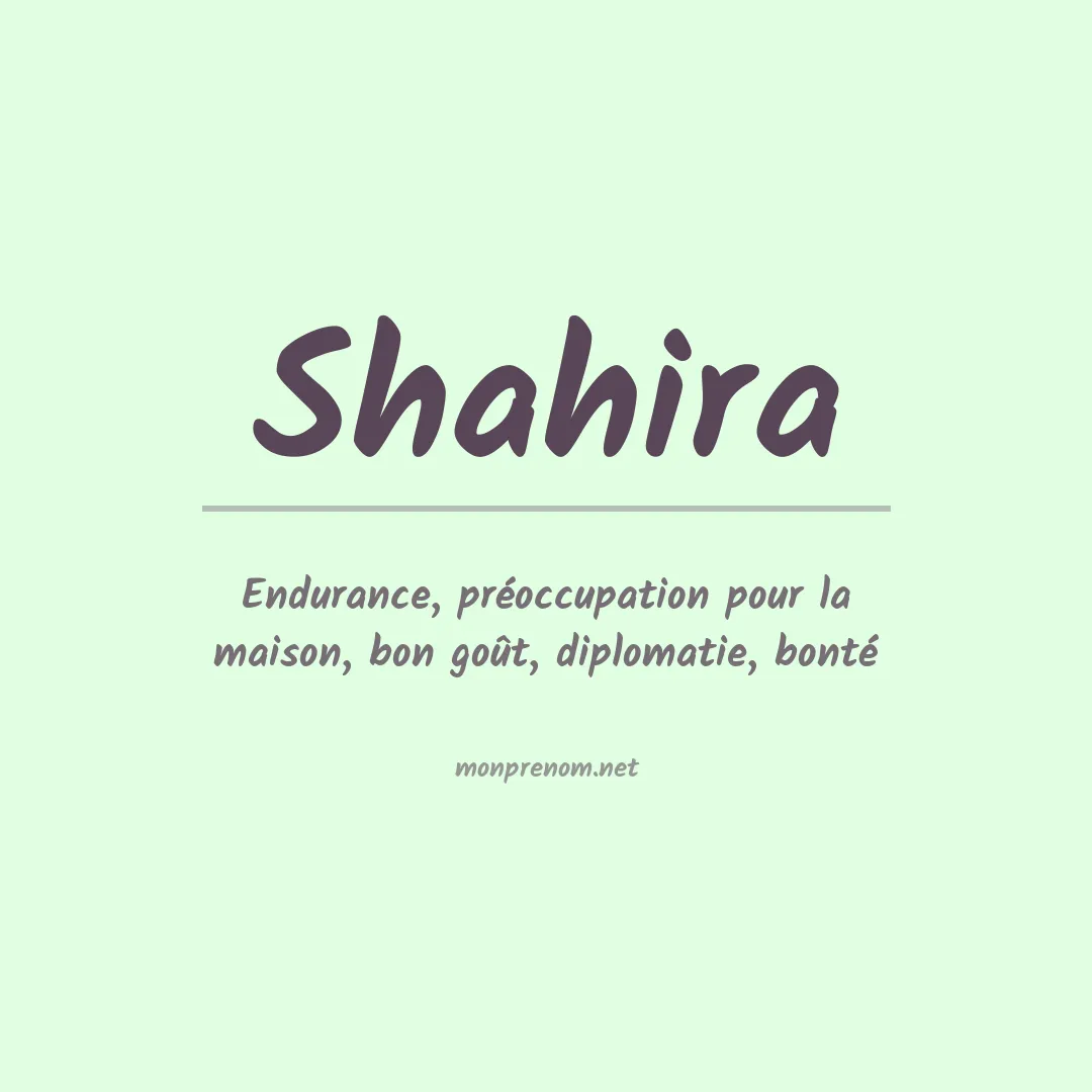Signification du prénom Shahira