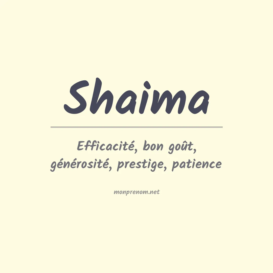 Signification du prénom Shaima