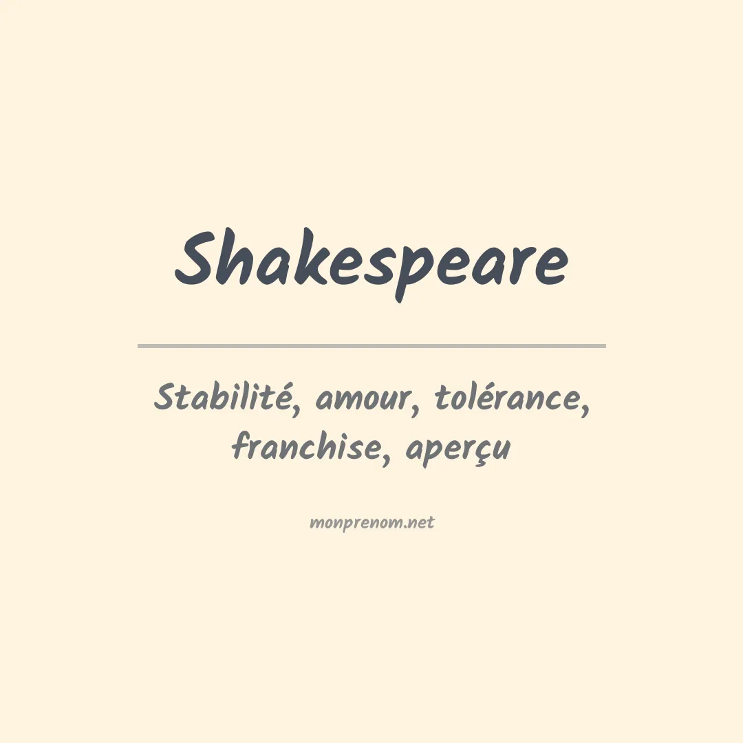 Signification du prénom Shakespeare