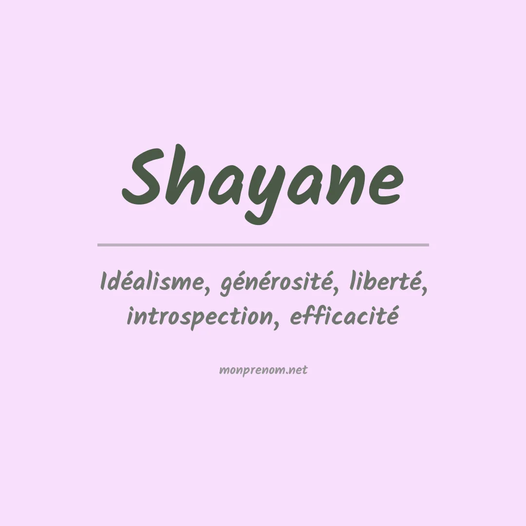 Signification du prénom Shayane