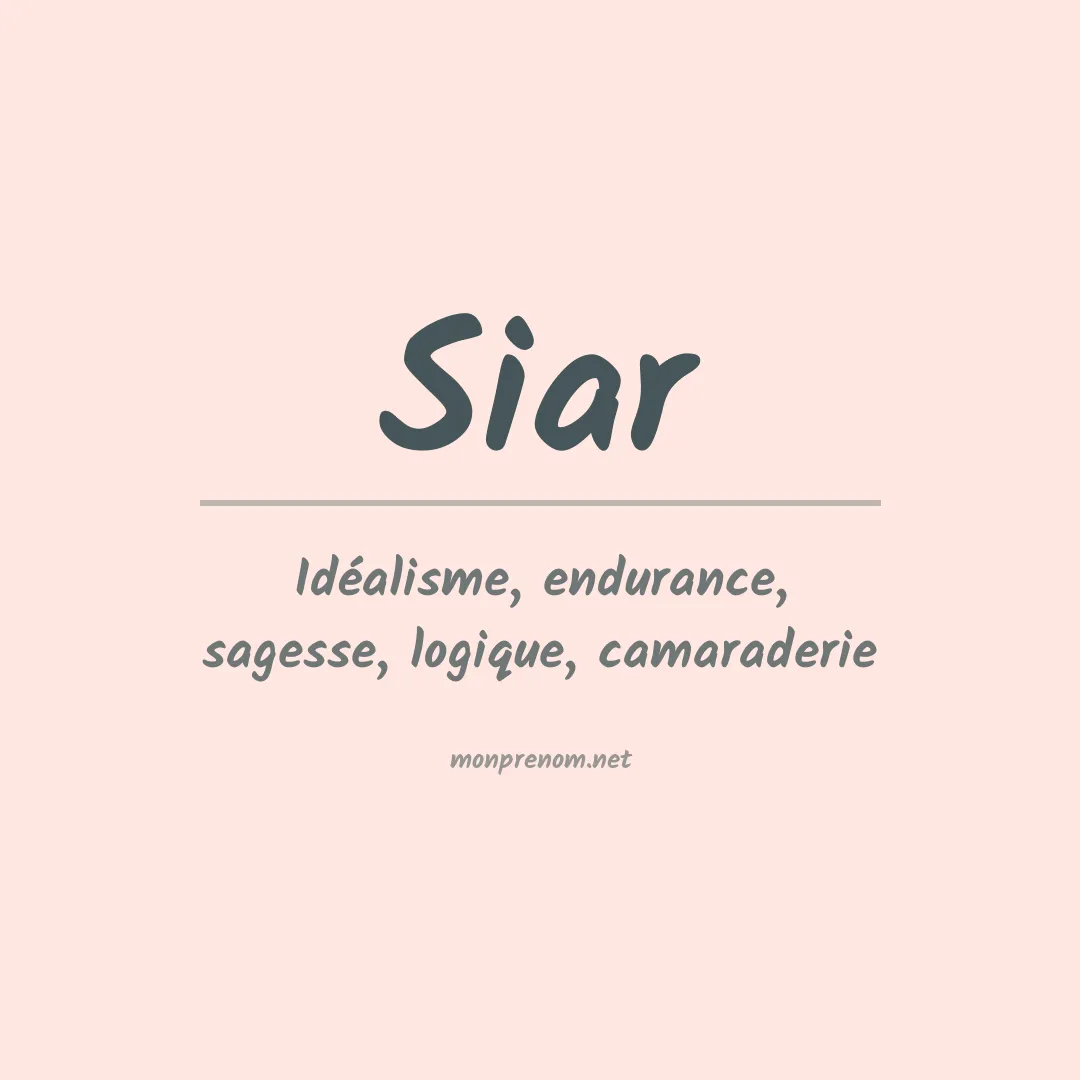 Signification du prénom Siar