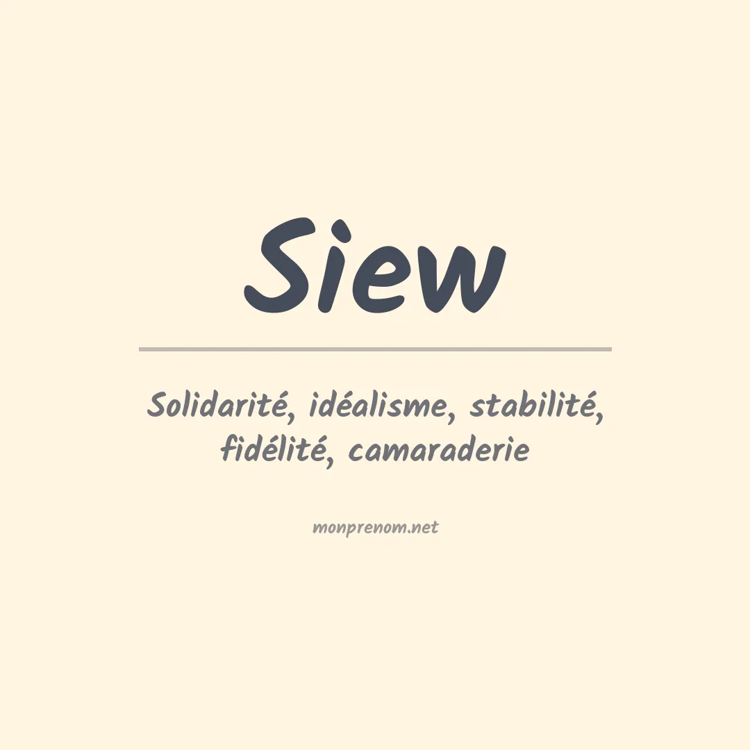 Signification du prénom Siew