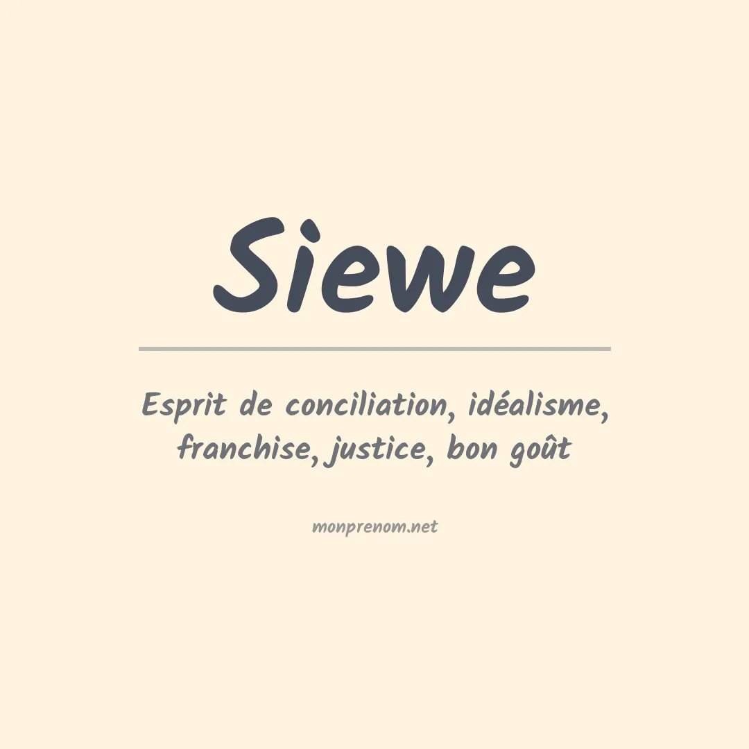 Signification du prénom Siewe