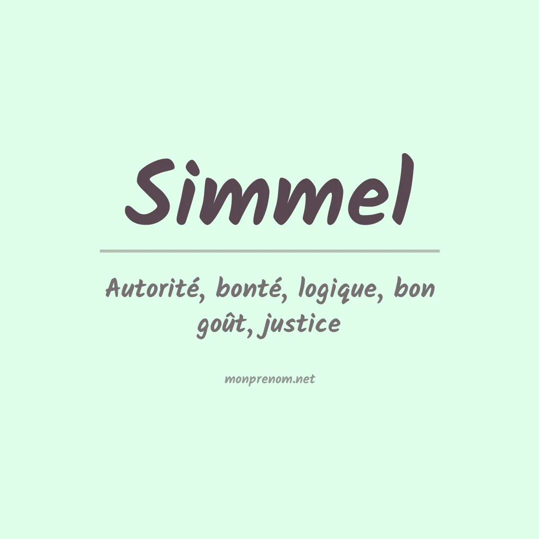 Signification du prénom Simmel