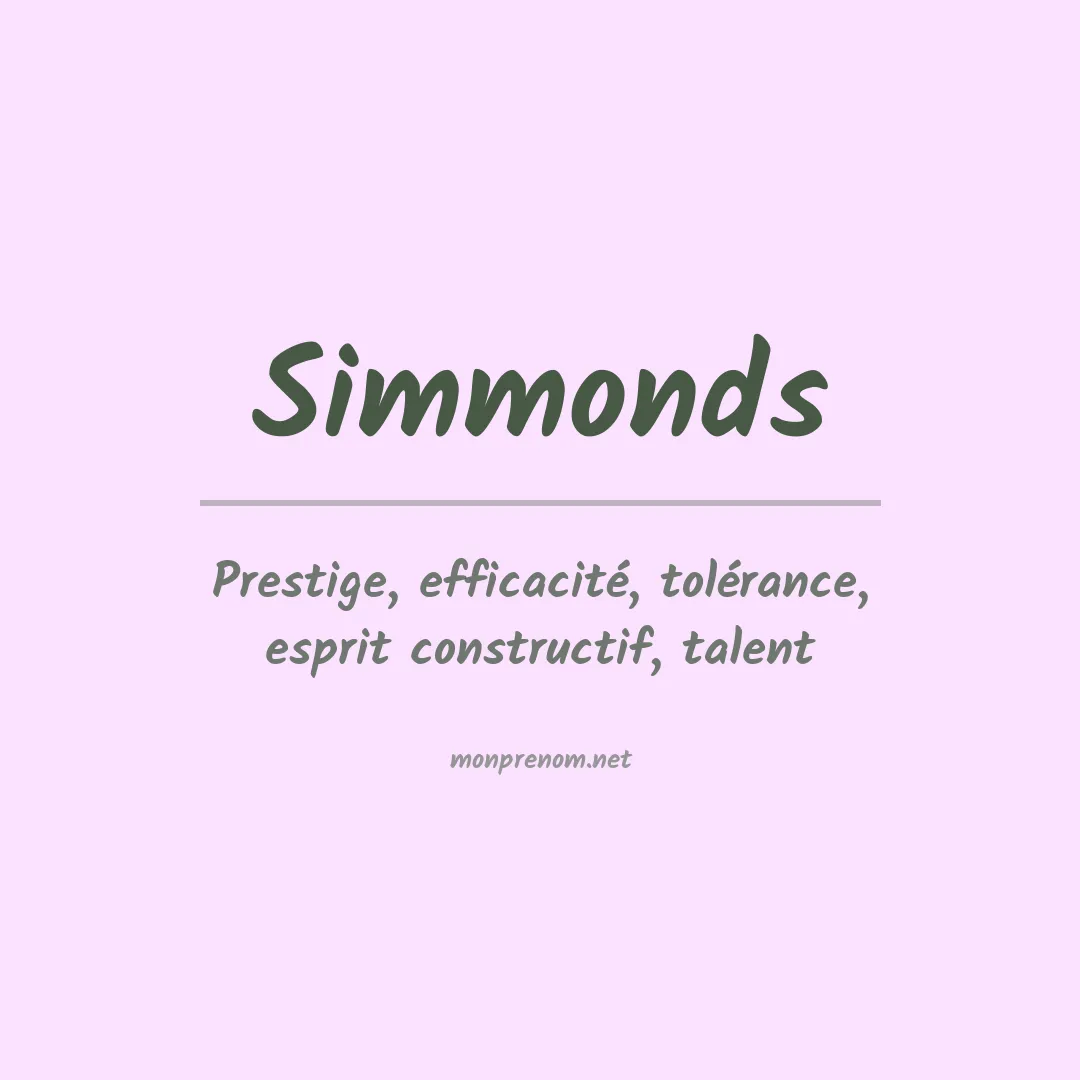 Signification du prénom Simmonds