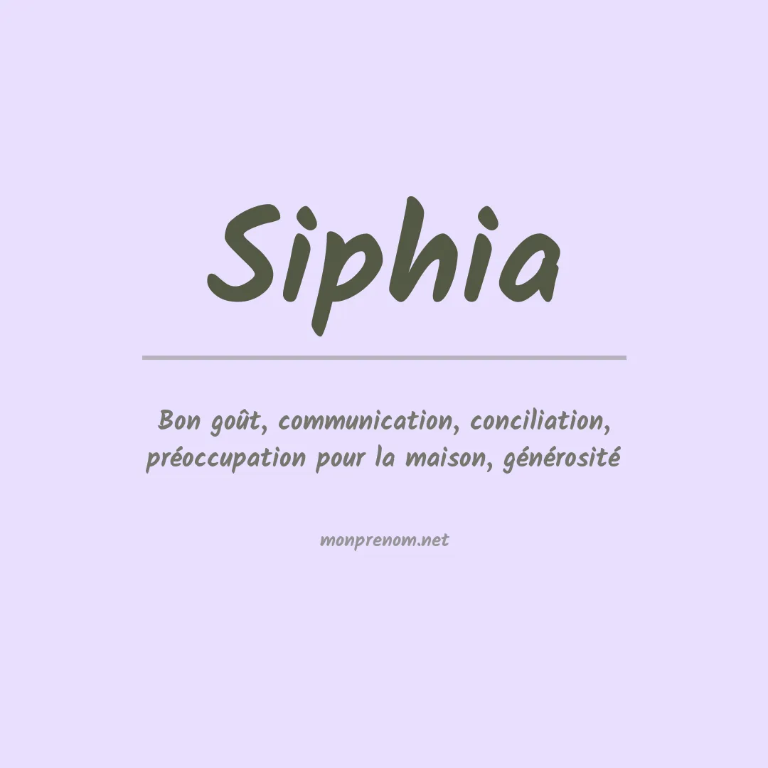 Signification du prénom Siphia