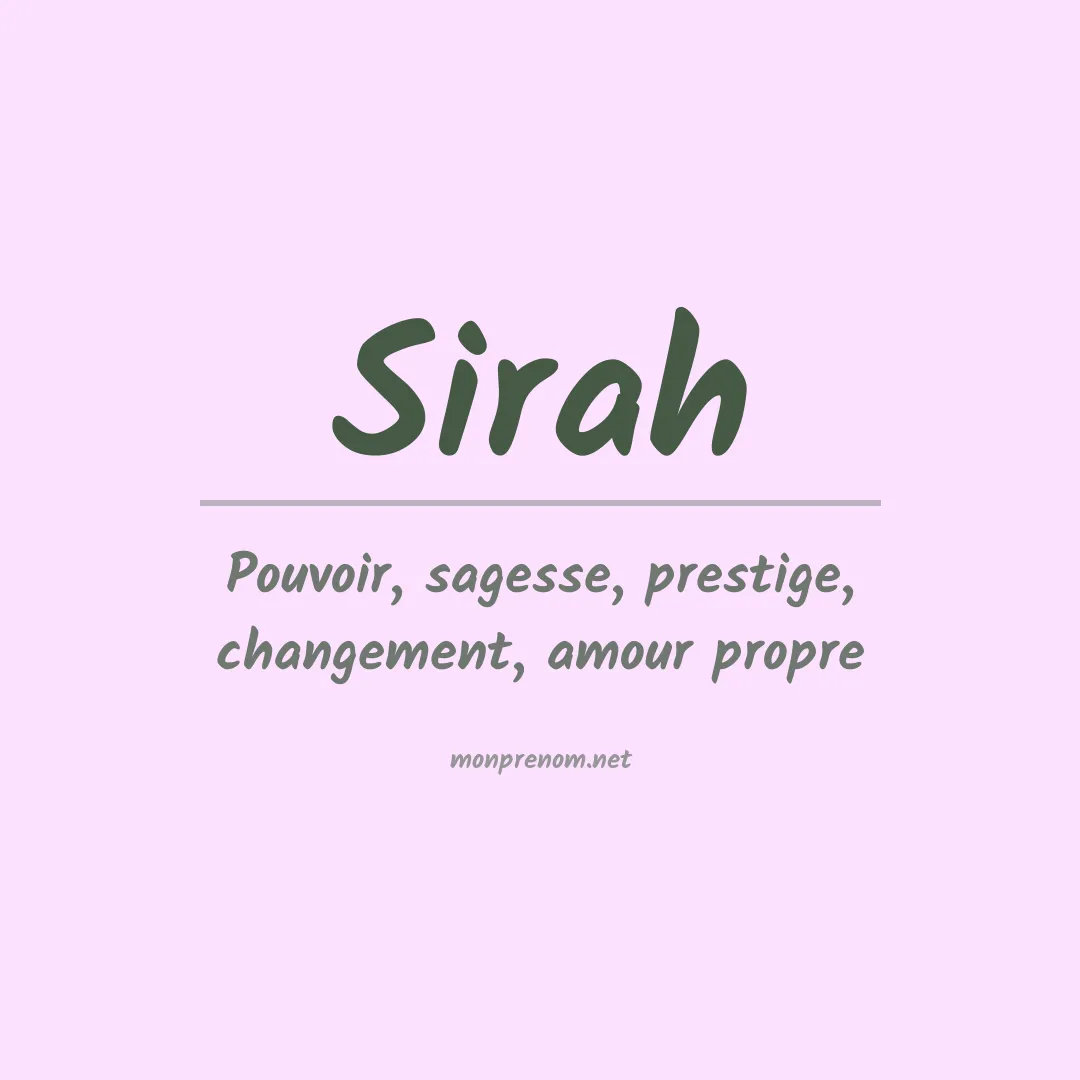 Signification du prénom Sirah