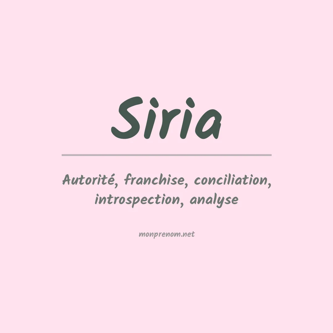Signification du prénom Siria