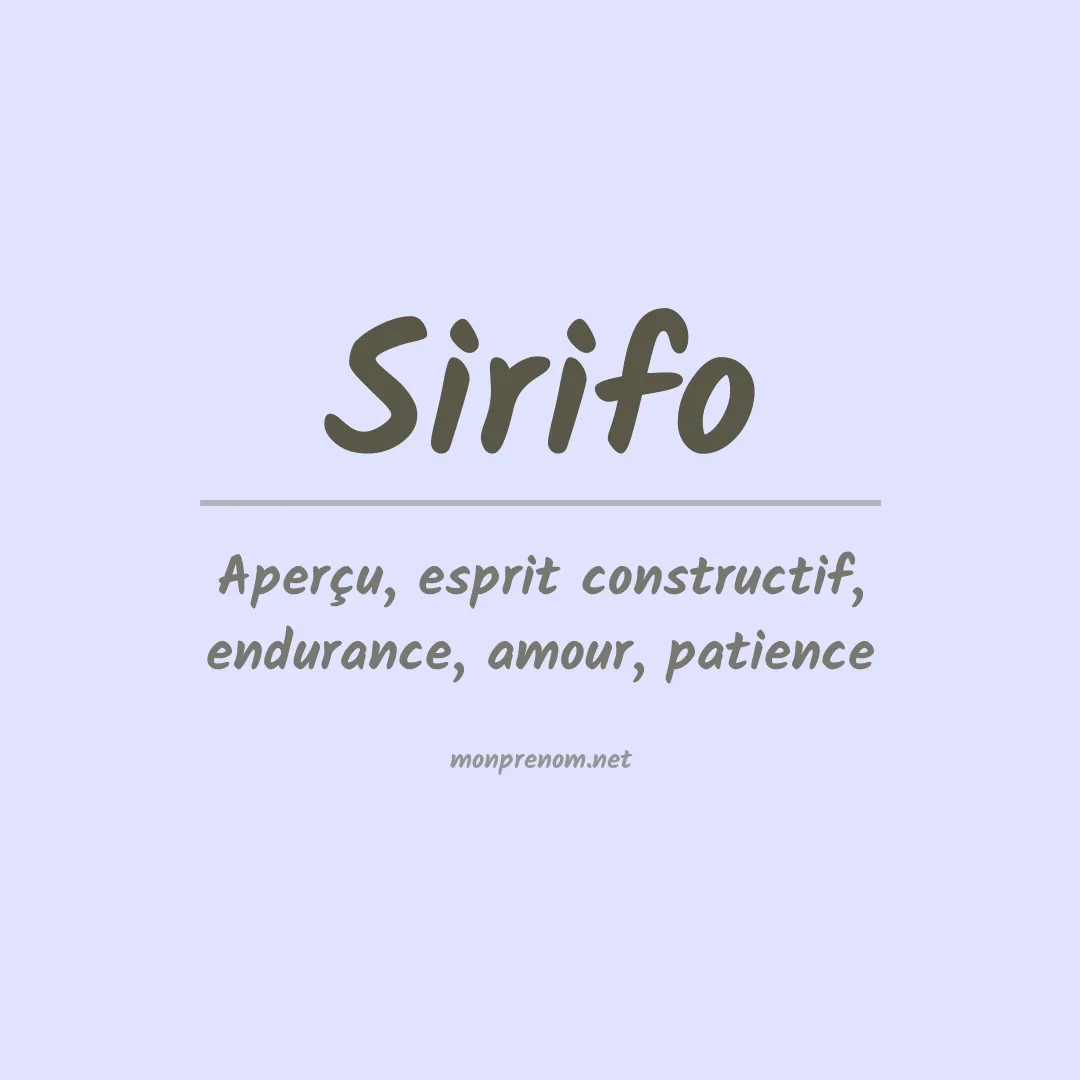 Signification du prénom Sirifo