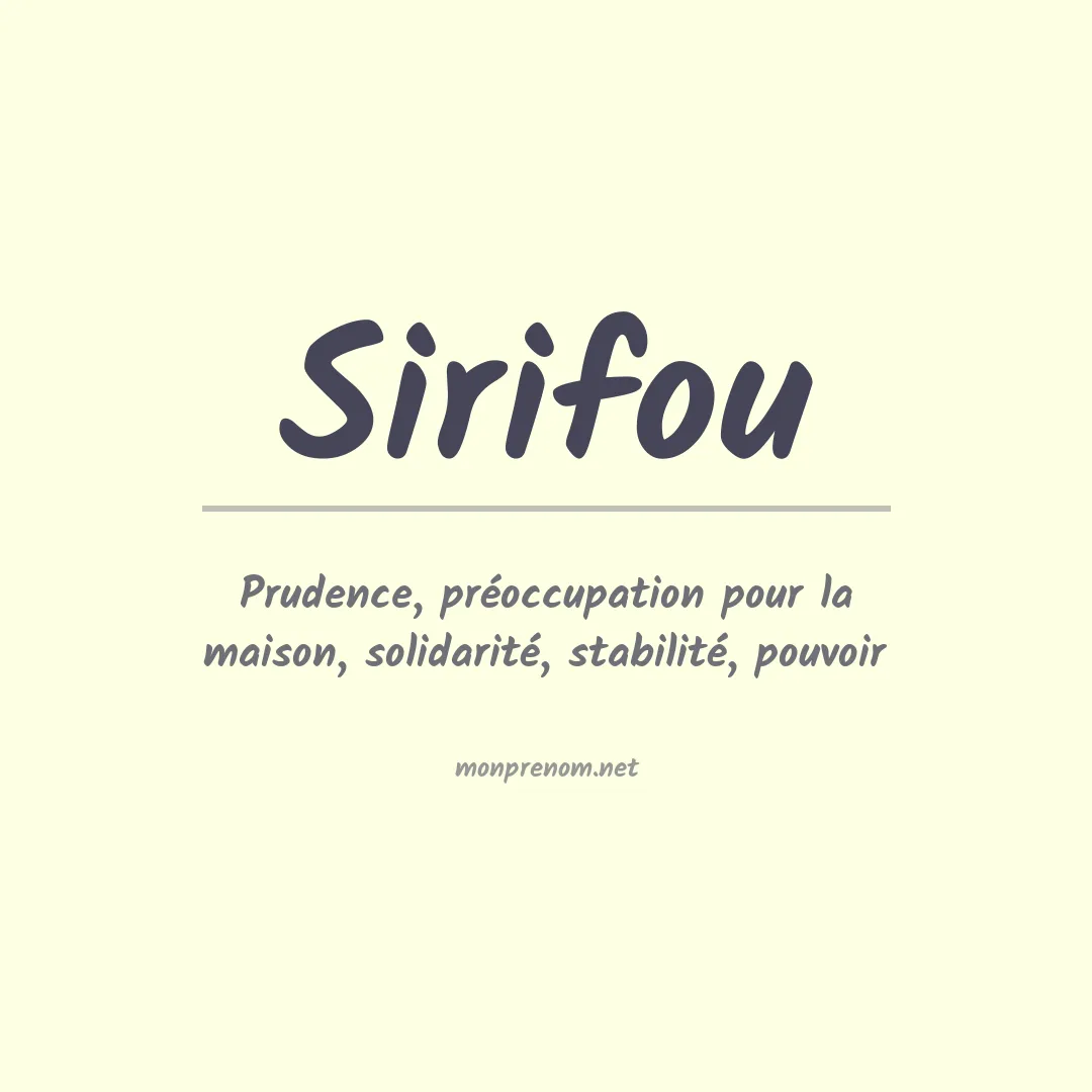 Signification du prénom Sirifou