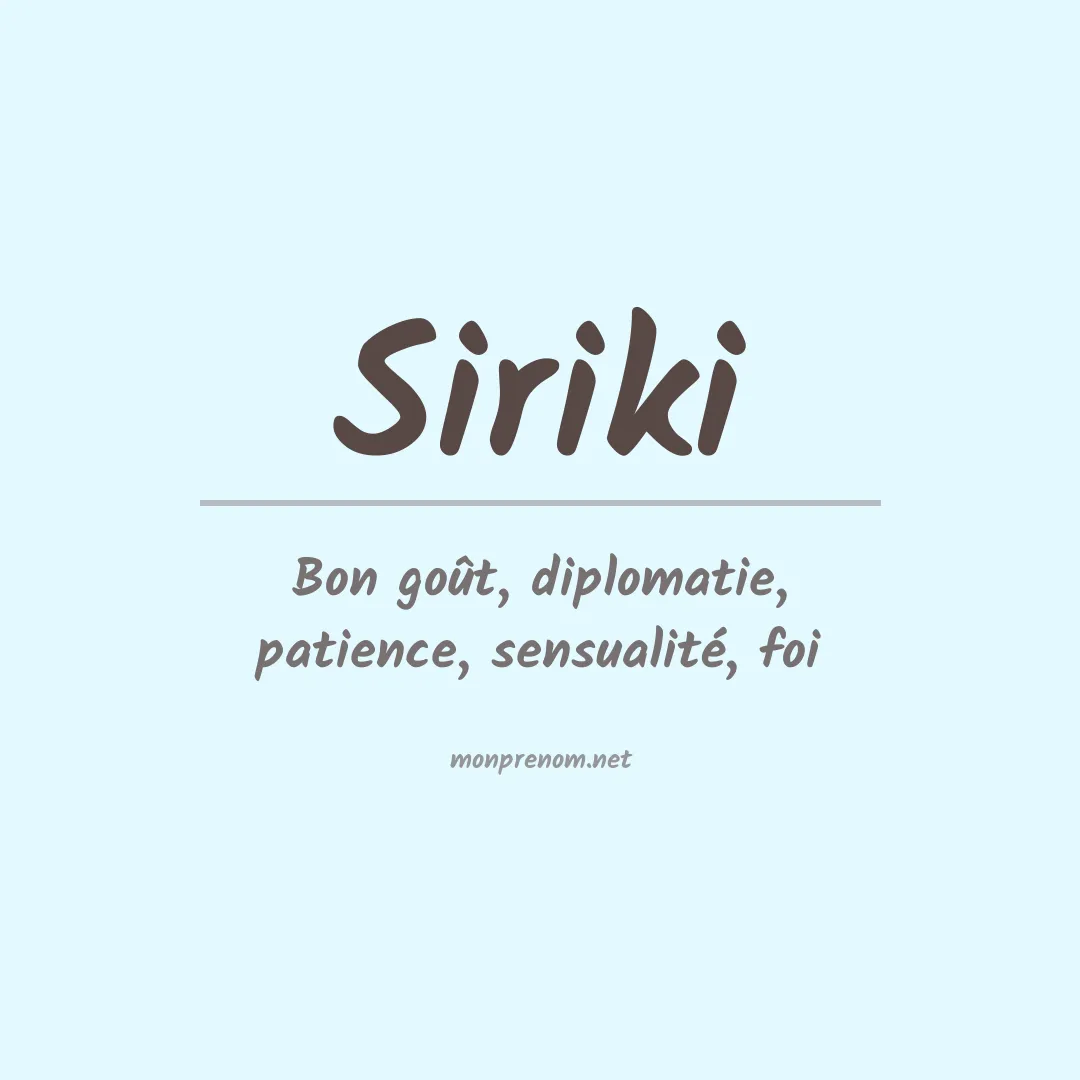 Signification du prénom Siriki