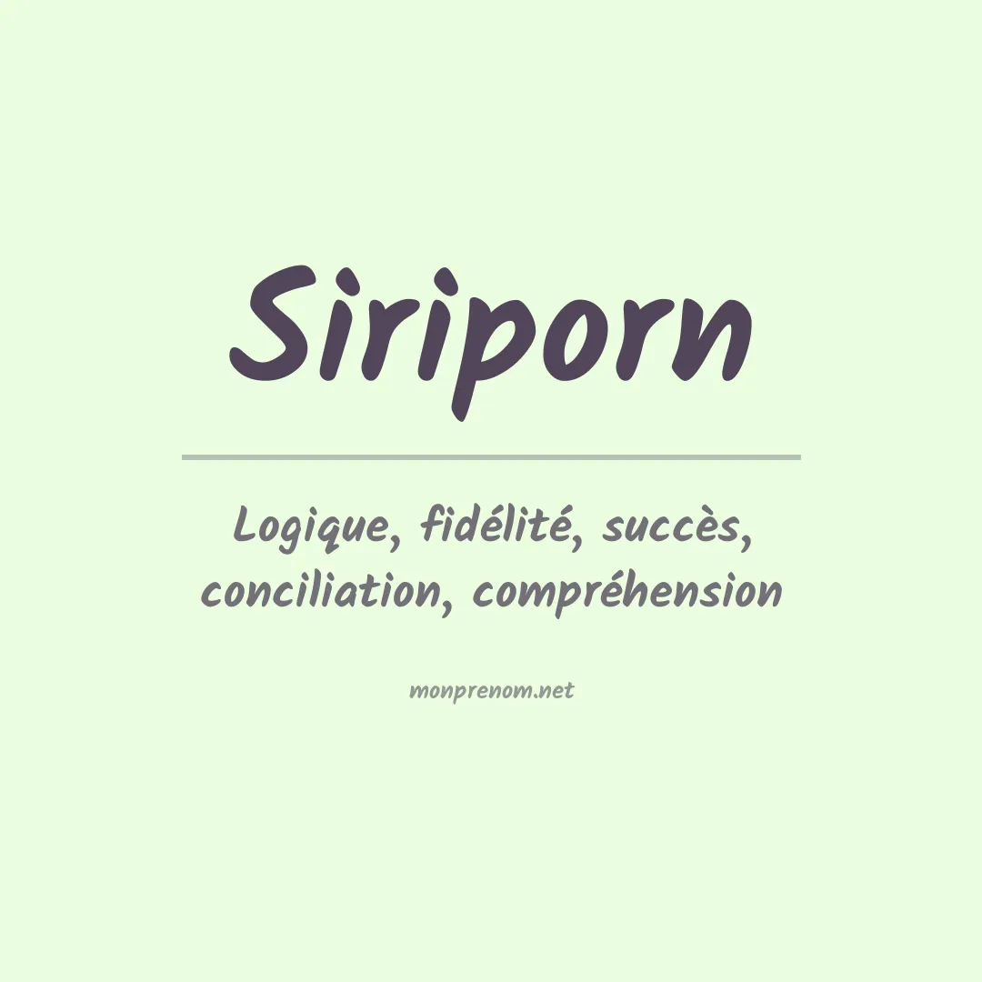Signification du prénom Siriporn
