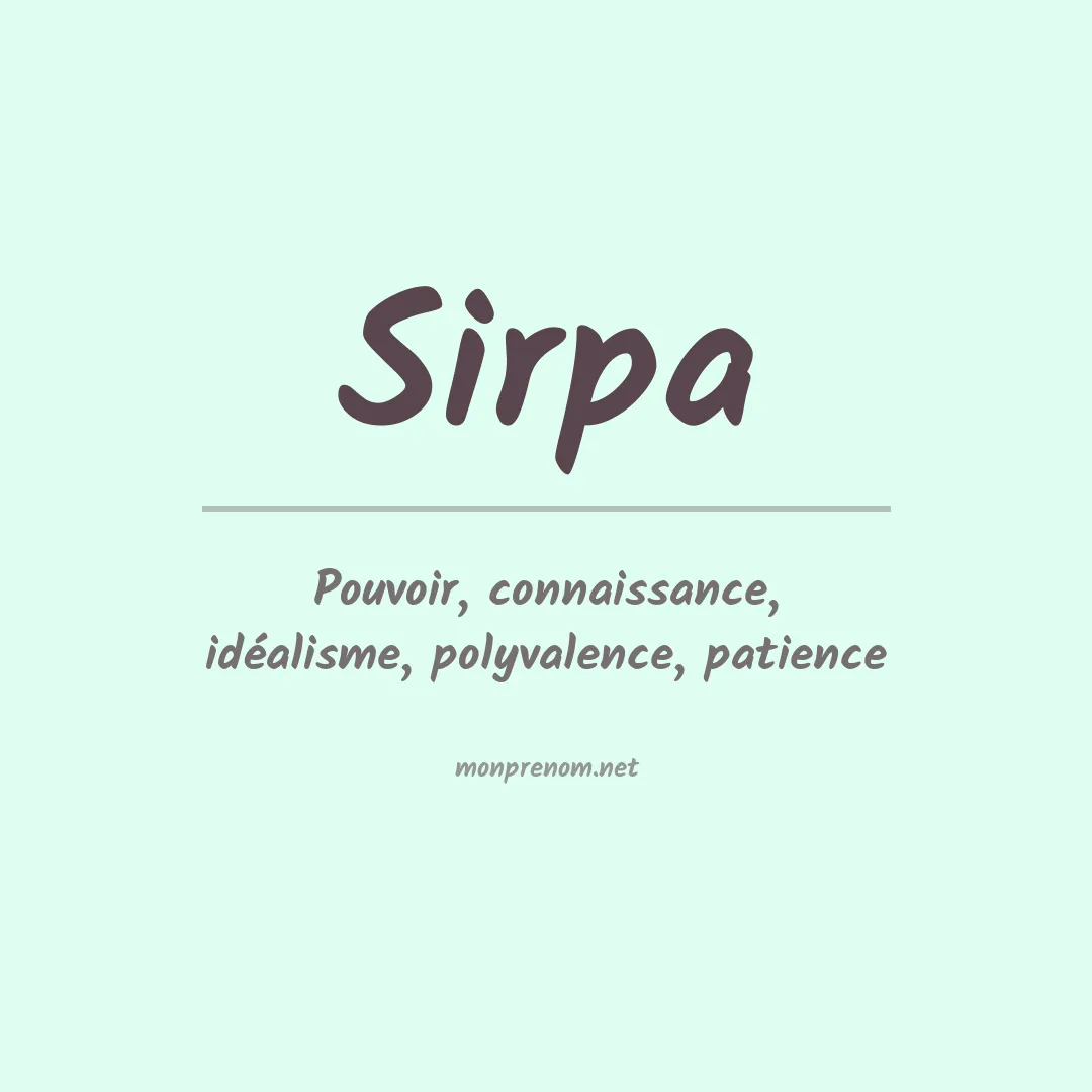 Signification du prénom Sirpa