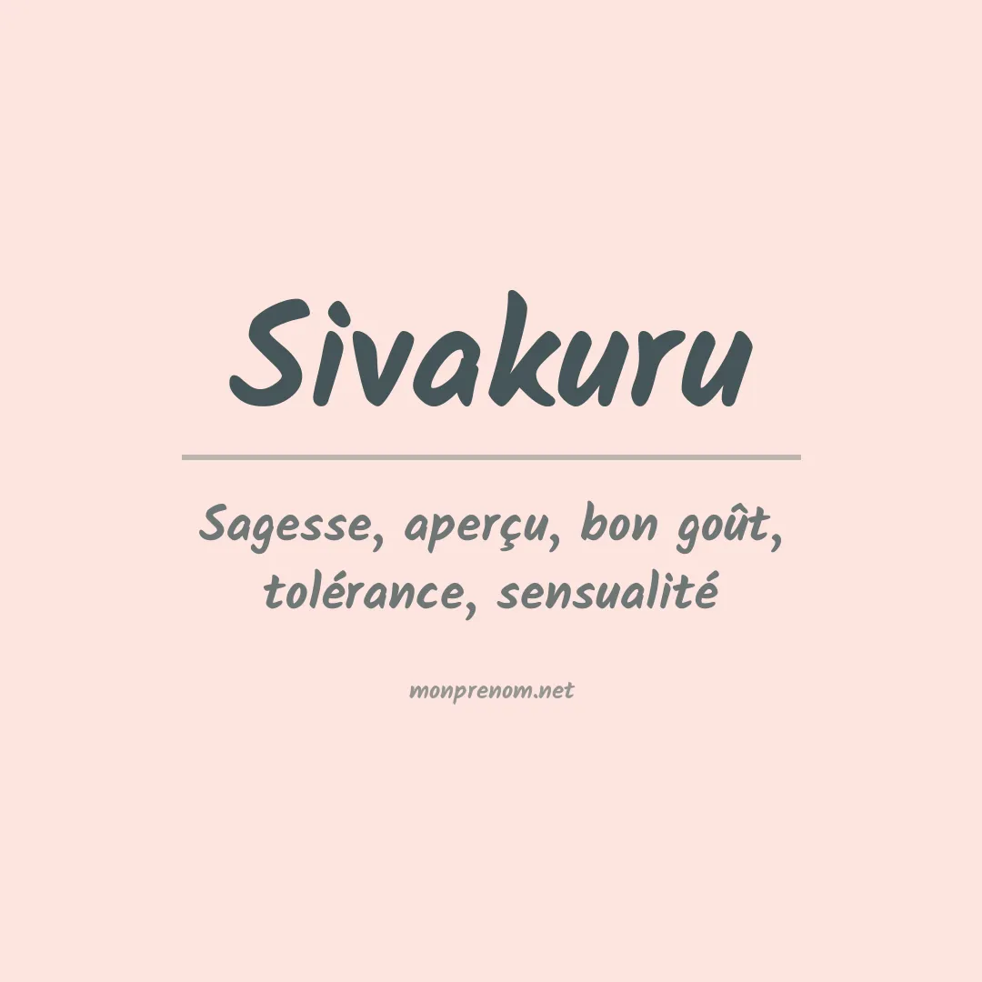 Signification du prénom Sivakuru