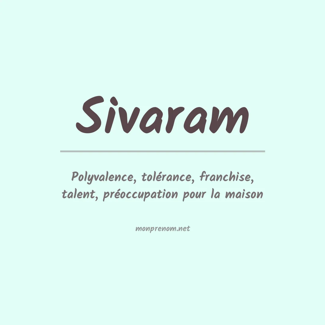 Signification du prénom Sivaram