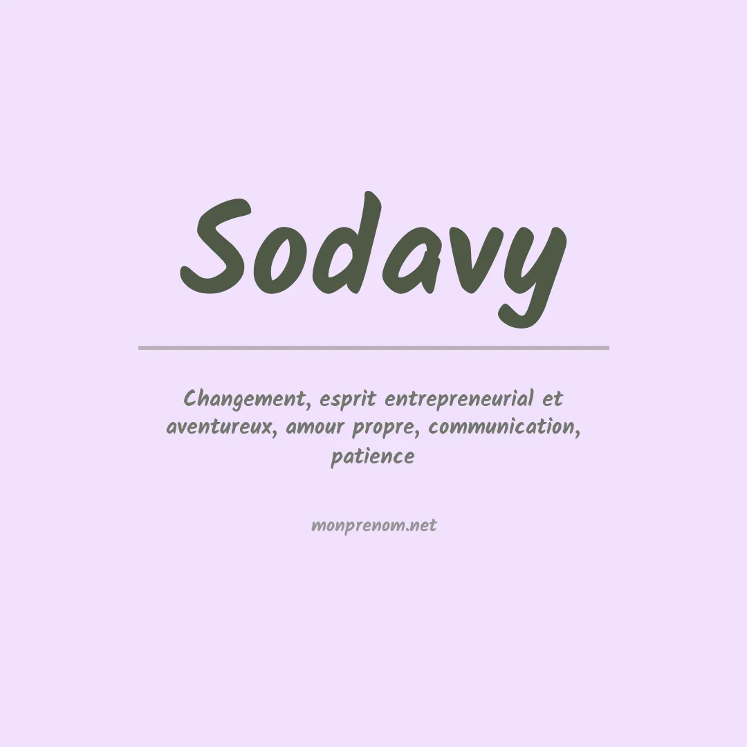 Signification du prénom Sodavy