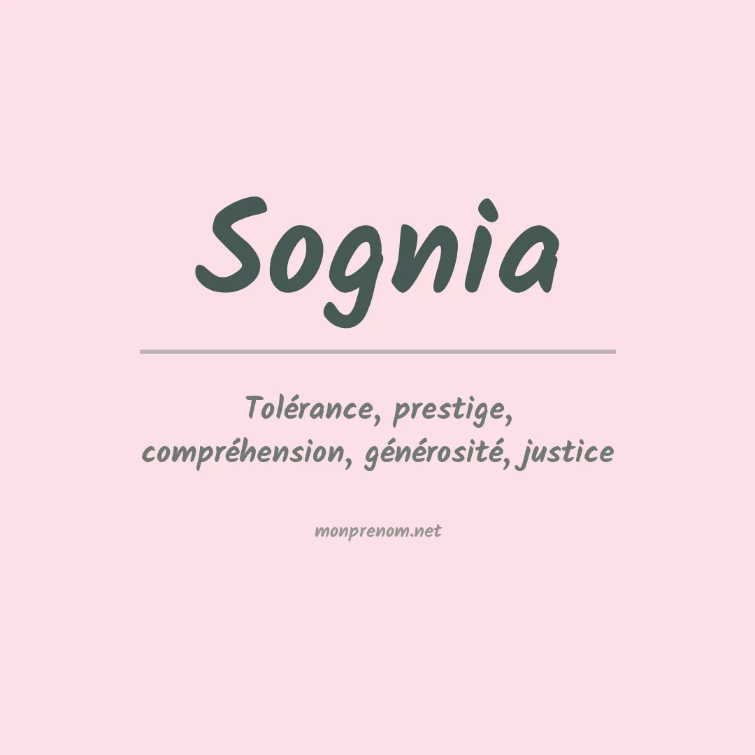Signification du prénom Sognia