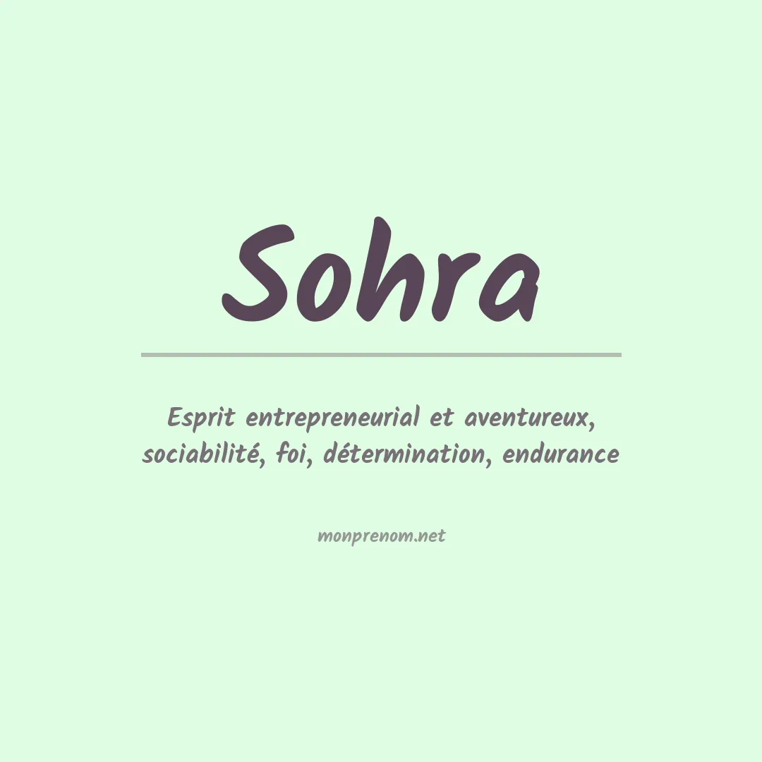 Signification du prénom Sohra