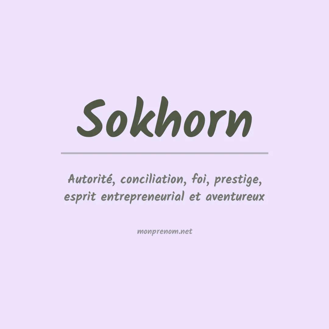 Signification du prénom Sokhorn