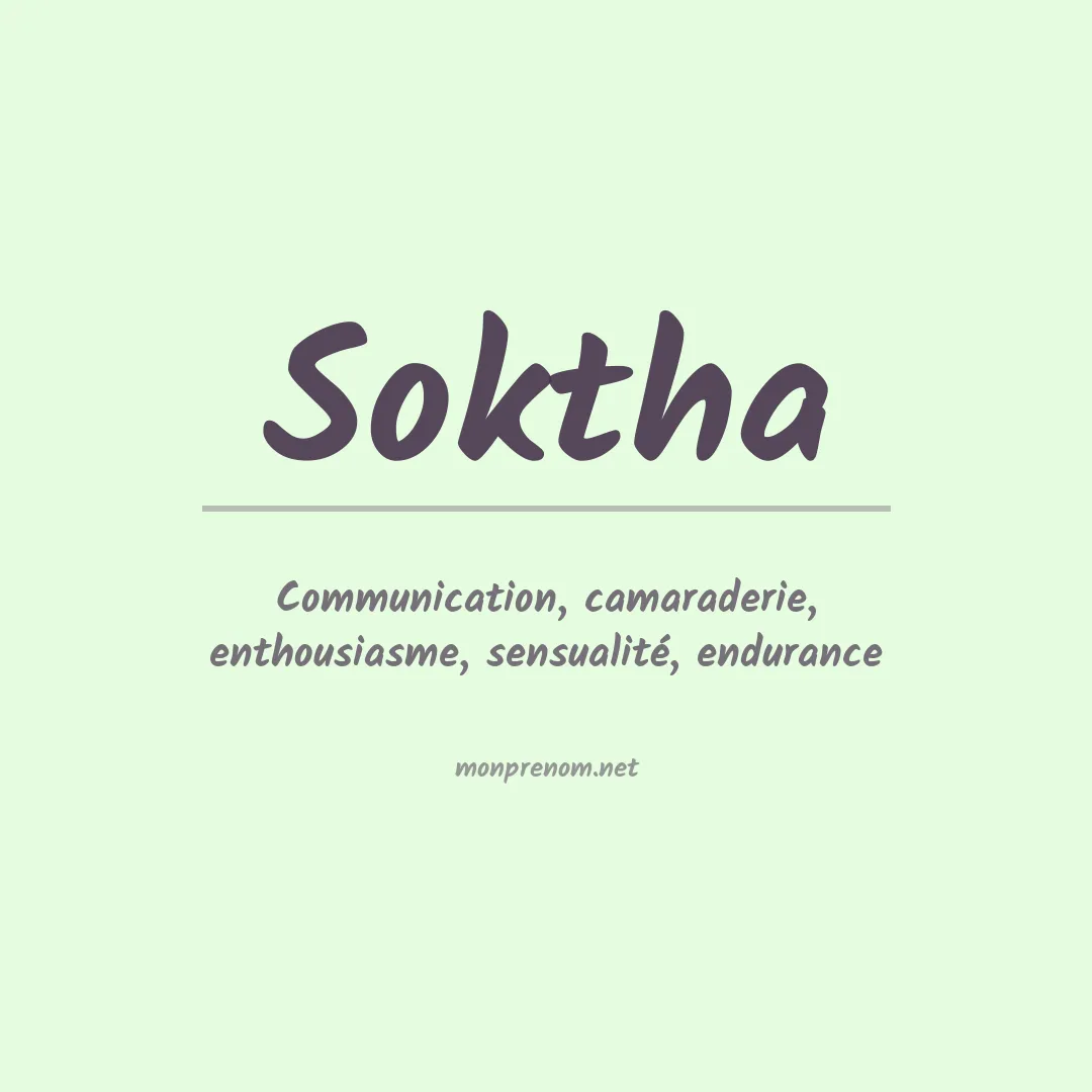 Signification du prénom Soktha