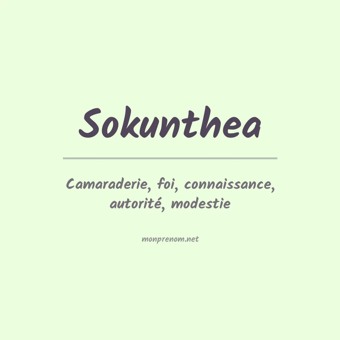 Signification du prénom Sokunthea