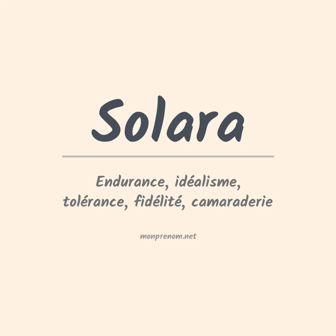 Signification du prénom Solara
