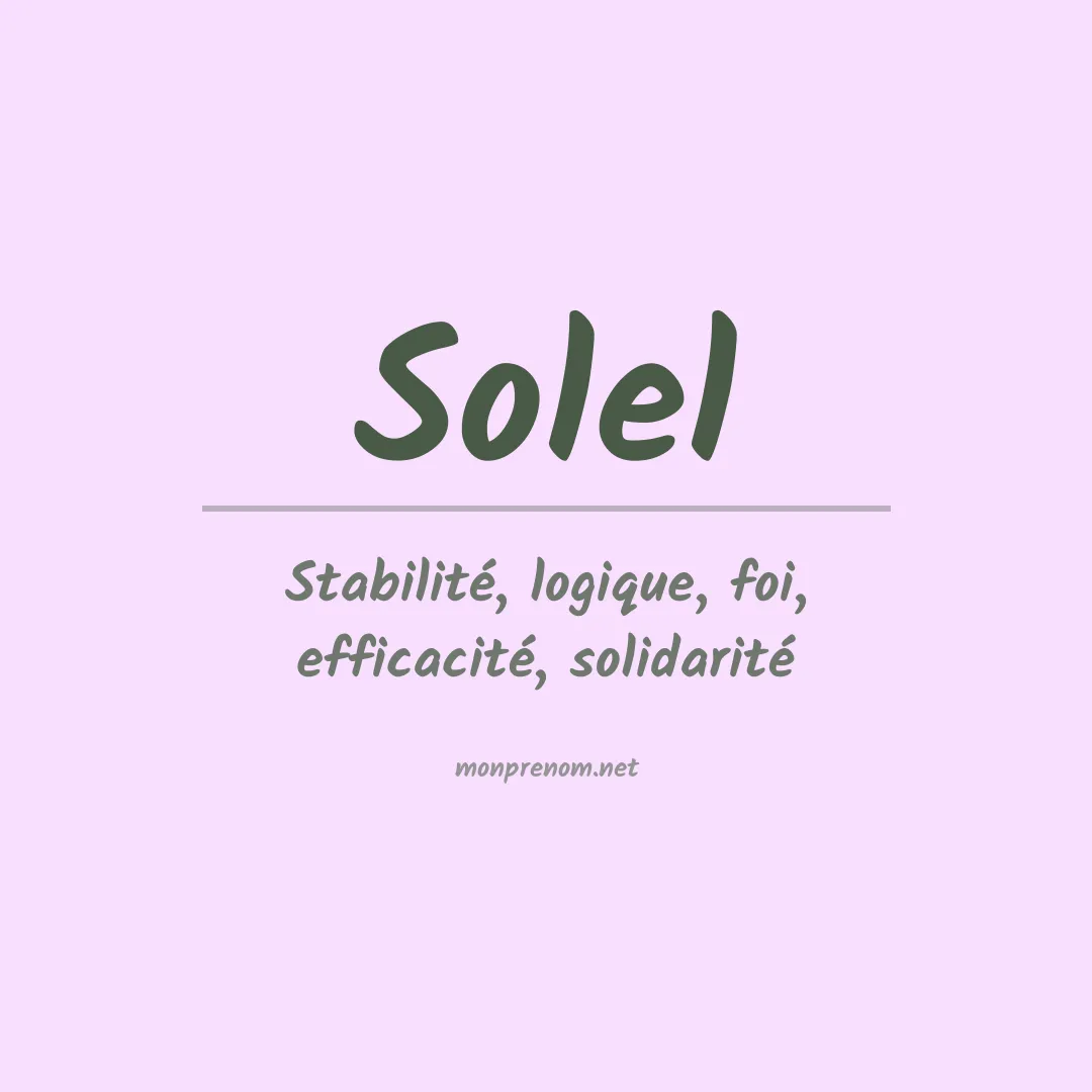 Signification du prénom Solel