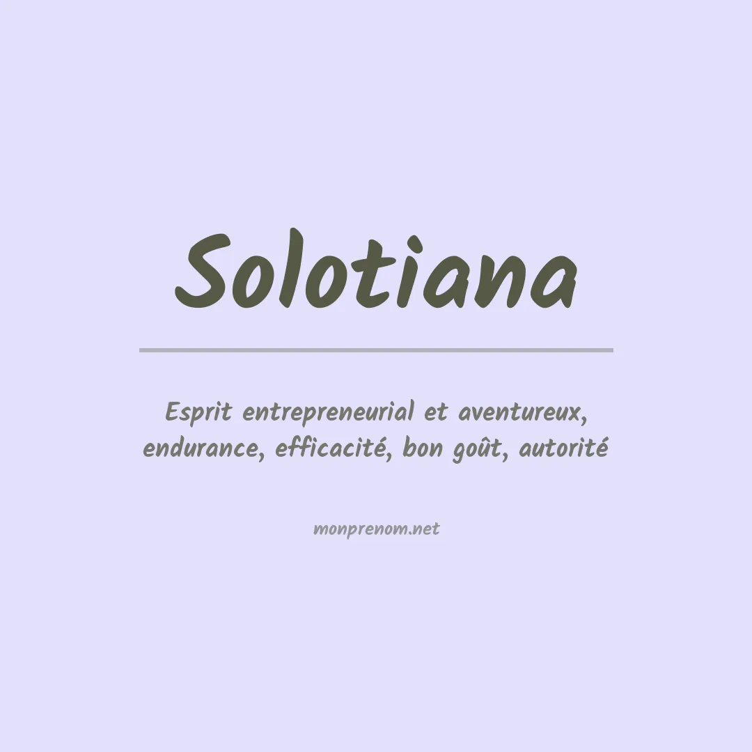 Signification du prénom Solotiana