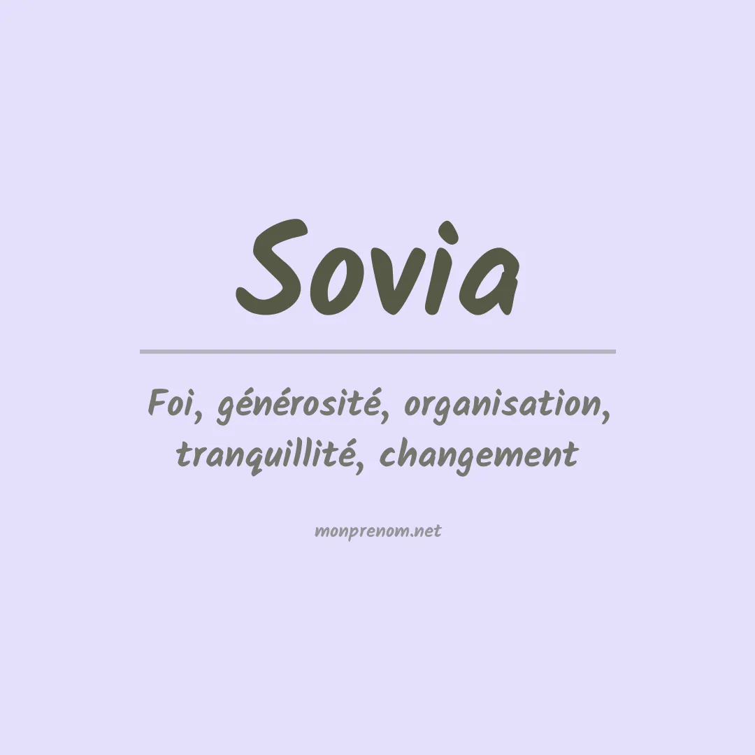 Signification du prénom Sovia