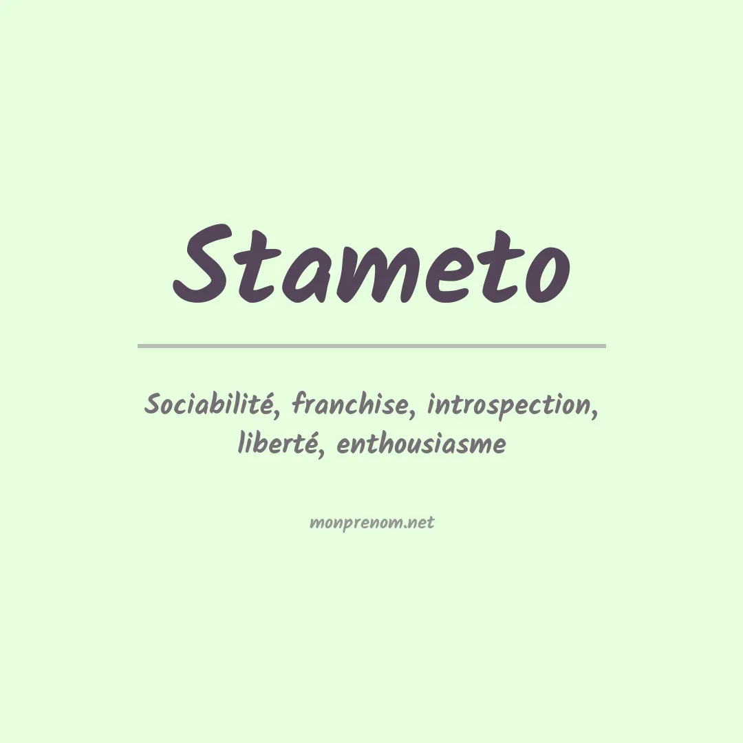Signification du prénom Stameto