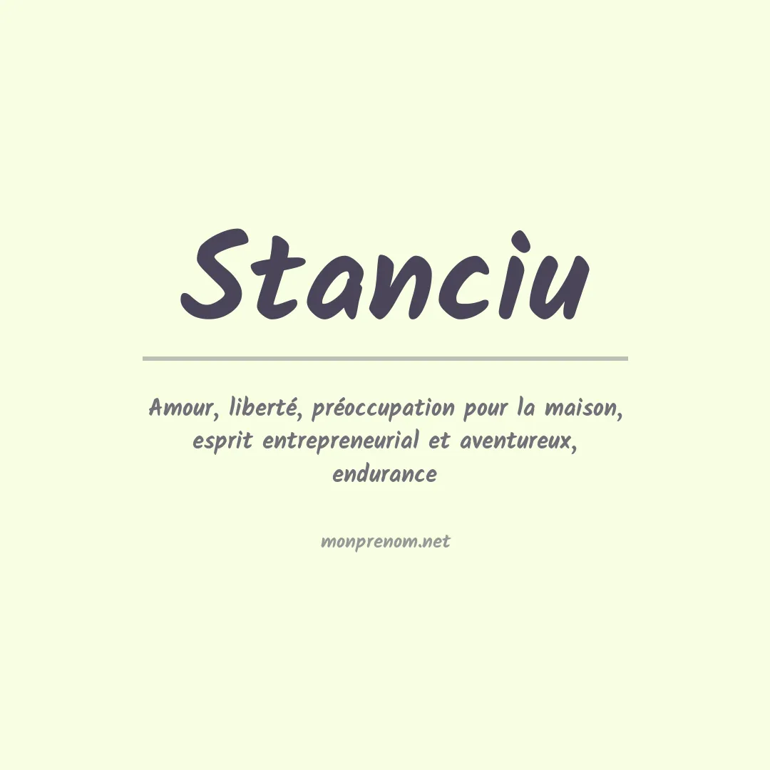 Signification du prénom Stanciu