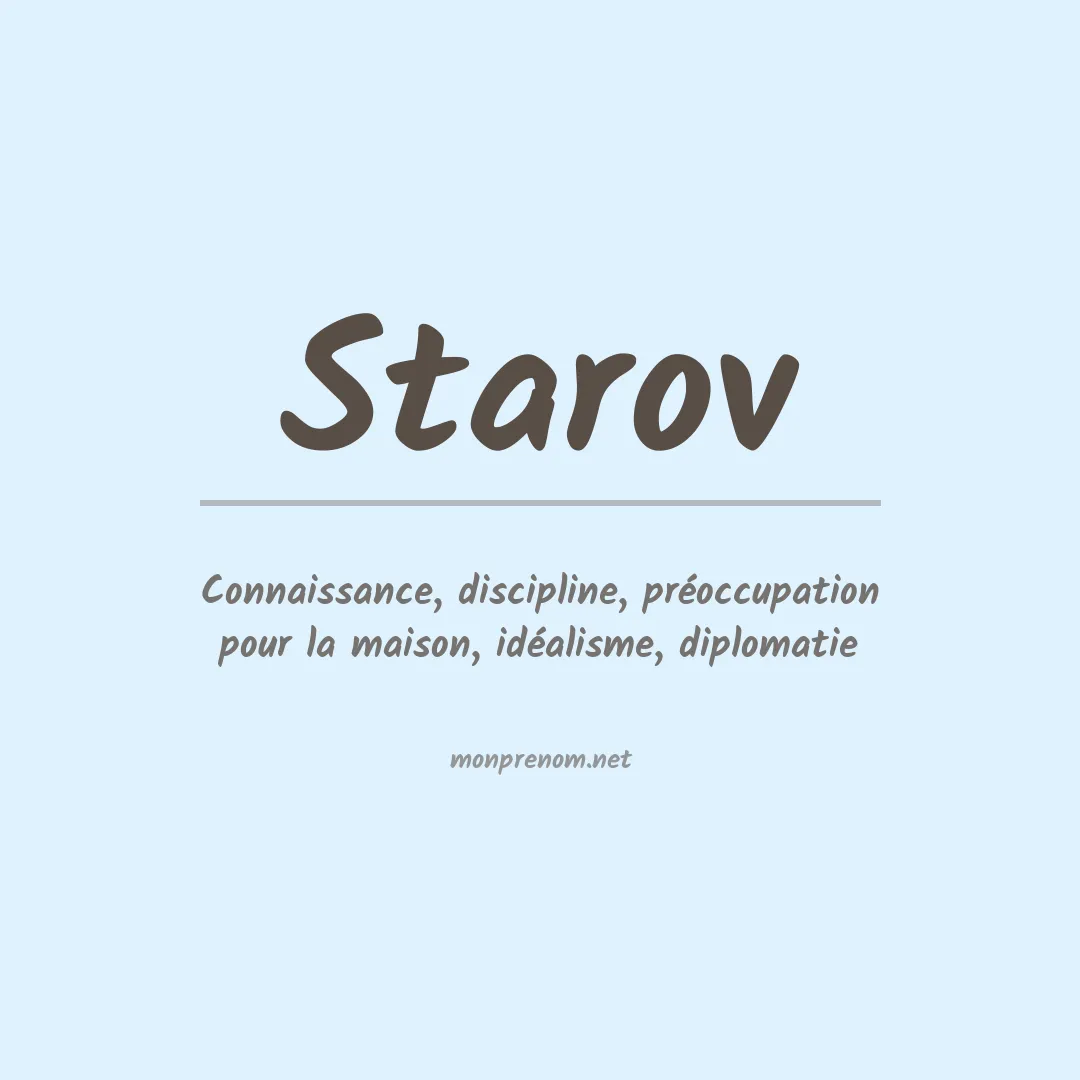Signification du prénom Starov