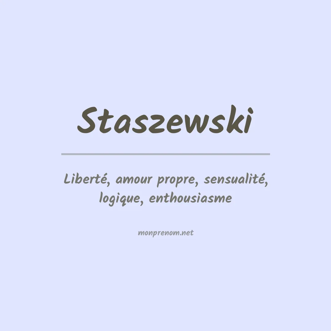 Signification du prénom Staszewski