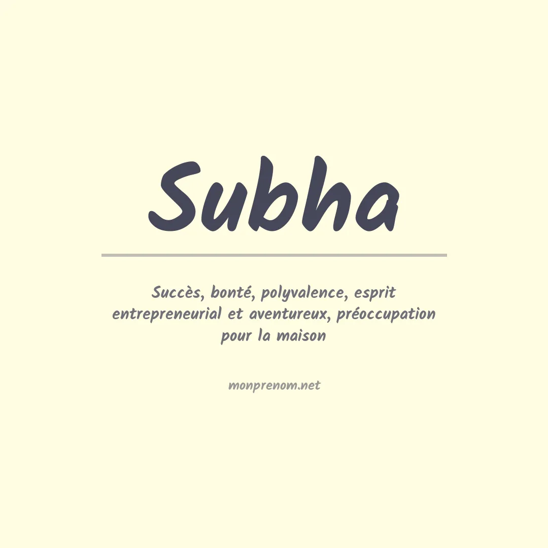 Signification du prénom Subha
