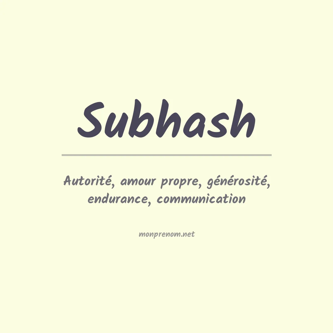 Signification du prénom Subhash