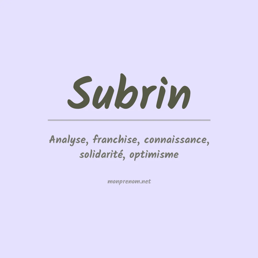 Signification du prénom Subrin