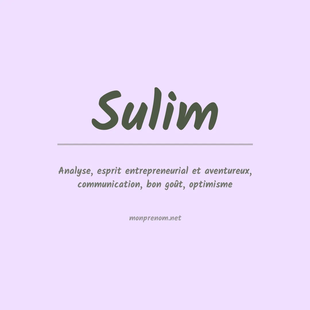 Signification du prénom Sulim