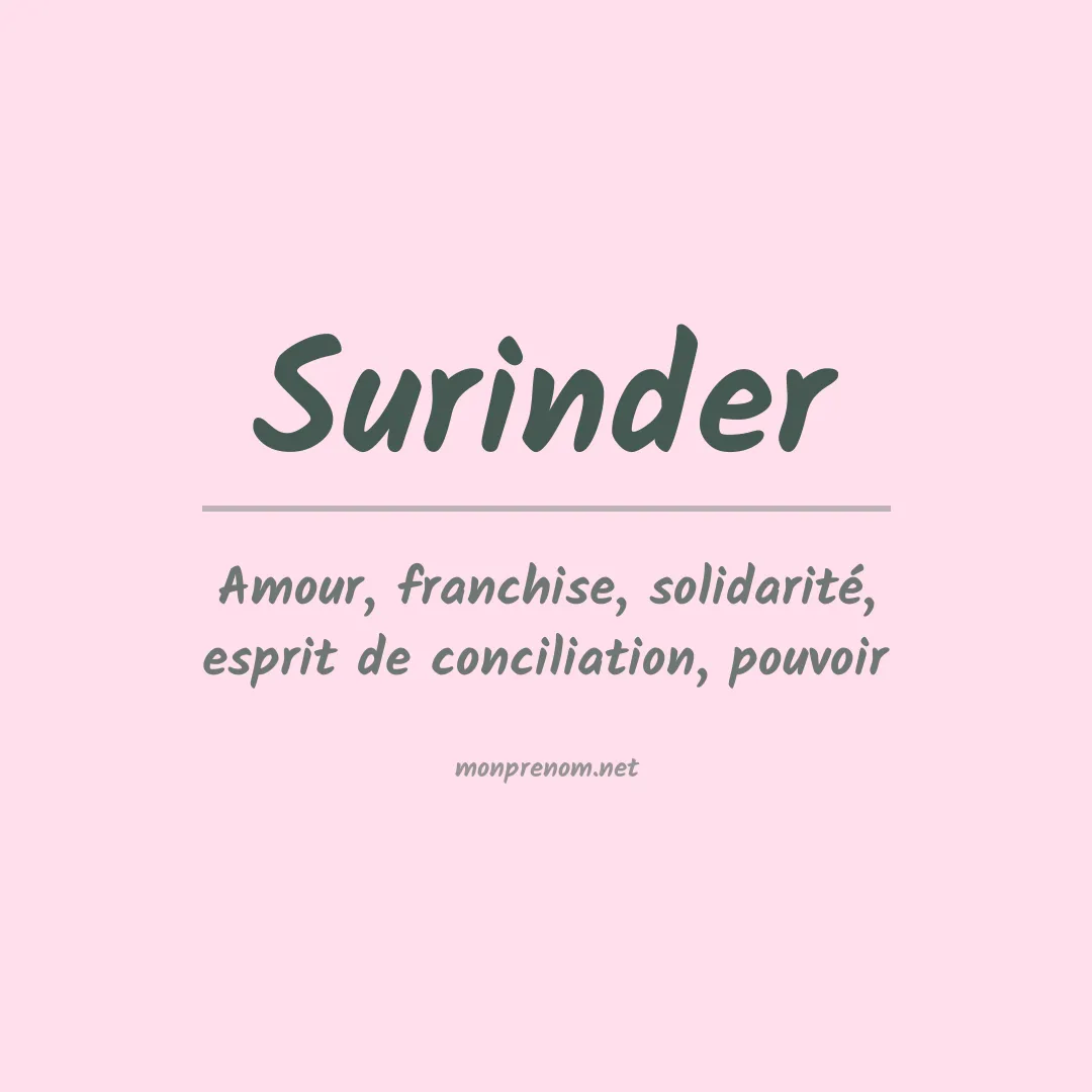 Signification du prénom Surinder