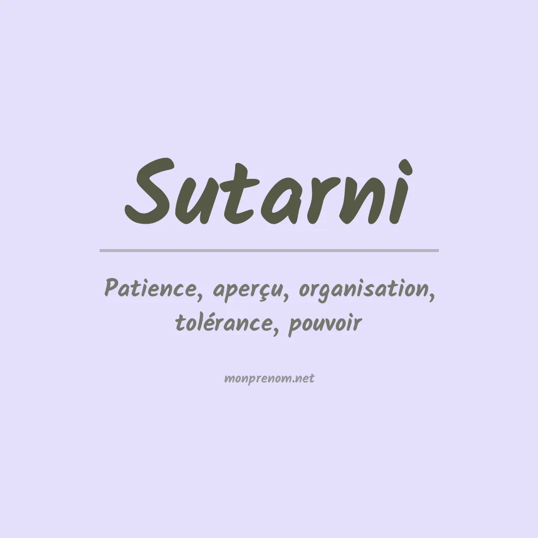 Signification du prénom Sutarni