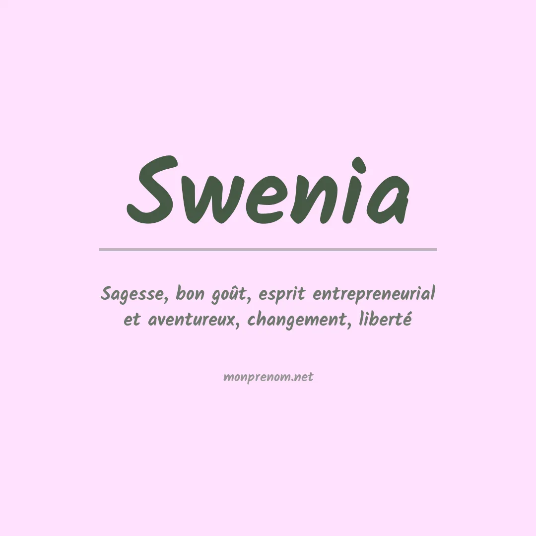 Signification du prénom Swenia
