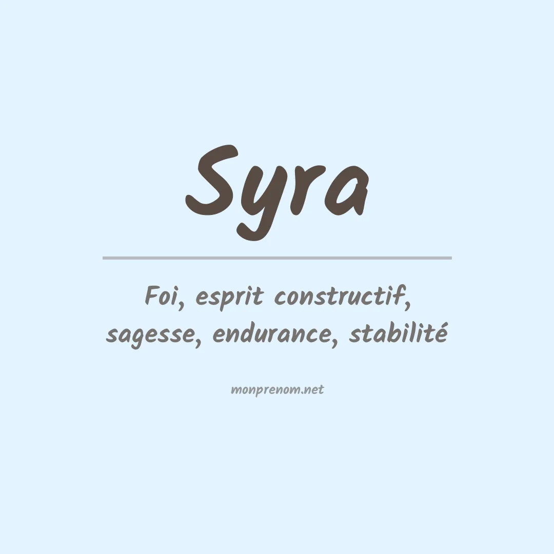 Signification du prénom Syra